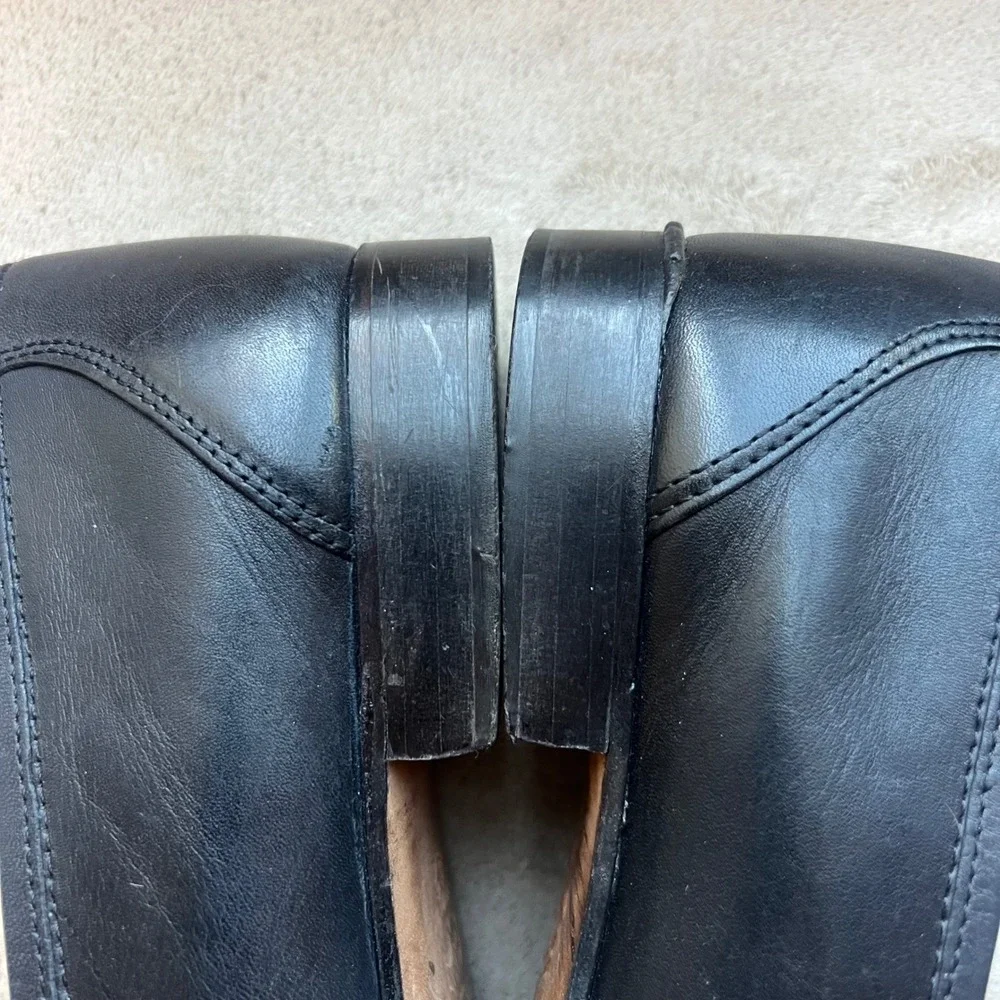 Pugnaloni Men 9-9.5‎ EU 42 Black Leather Loafers Classic Slip On Shoes Italy